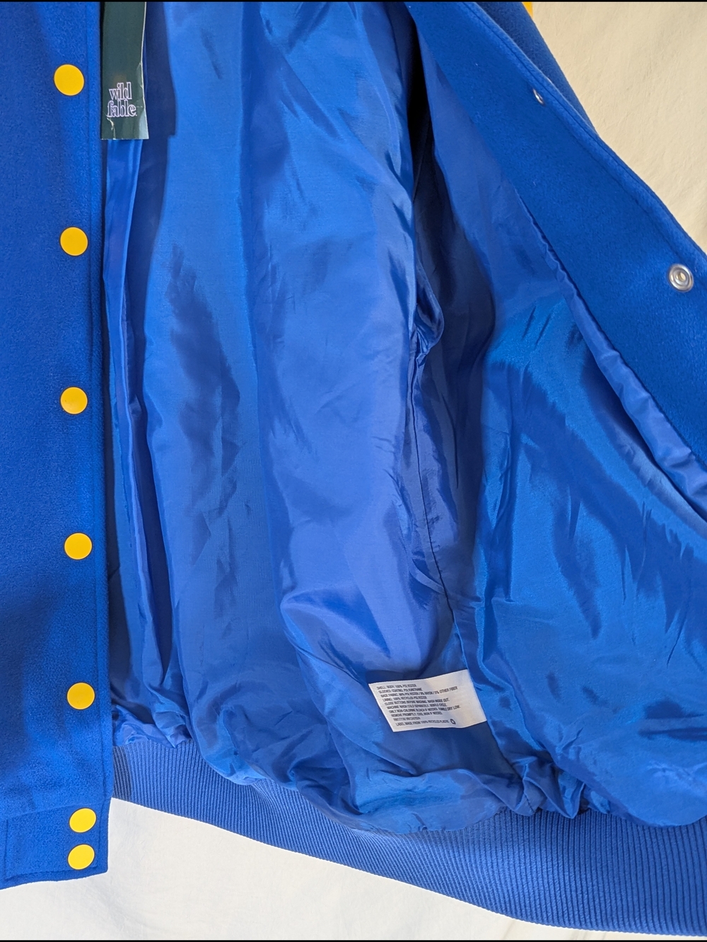 wild fable Blue and Yellow Button-Up Varsity Jacket XS NEW - Picture 4 of 11
